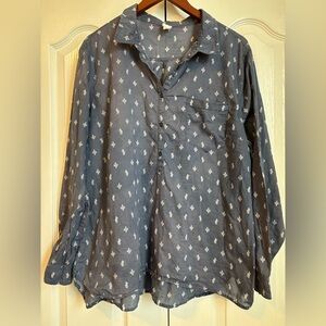 GAP Women’s Cactus print Casual Blue Shirt with White Pattern